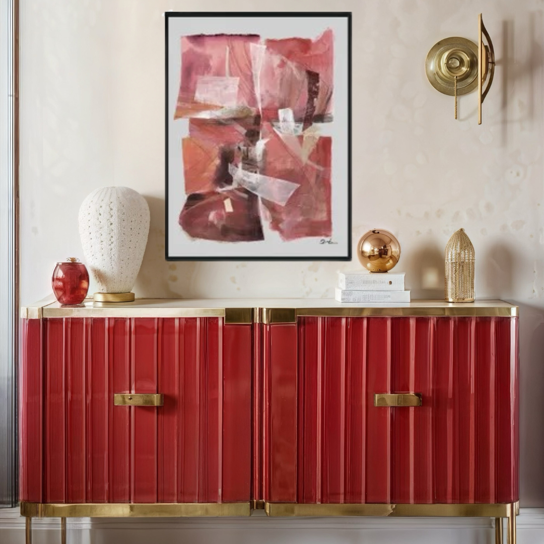 Ruby Abstract Canvas Painting – Hand-Painted Artwork in Vibrant Reds