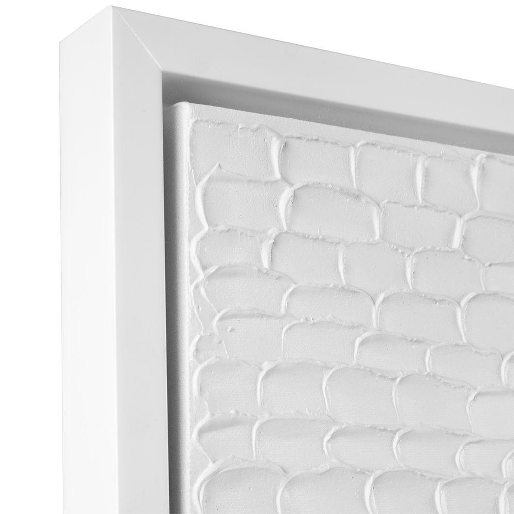White Ripples Canvas Painting – Hand-Painted Textured Artwork in White Shadow Box Frame