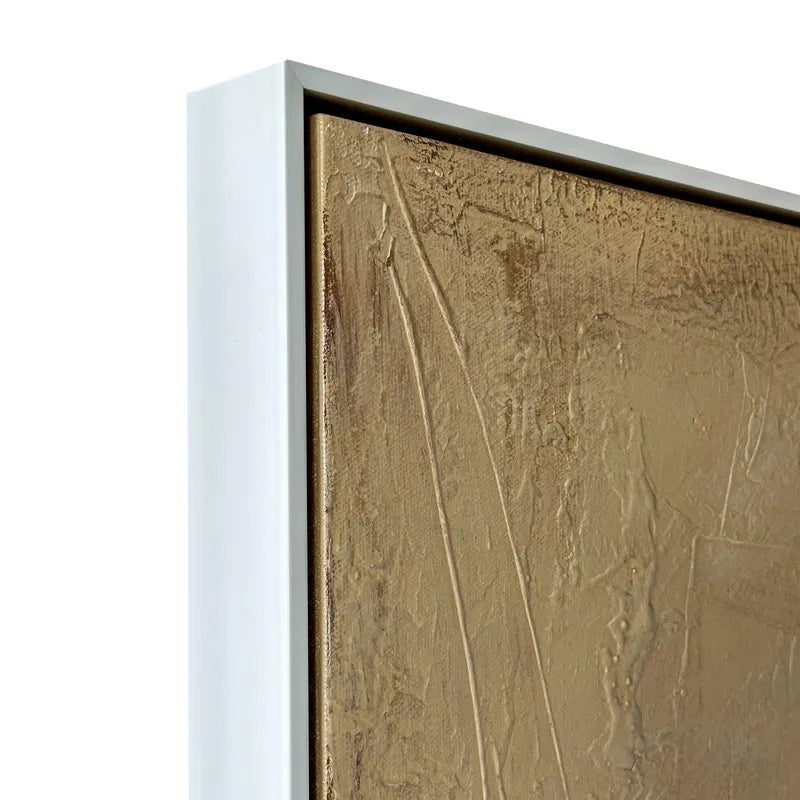Ochre Dream Oil on Canvas Painting – Medium – Hand-Painted Abstract Artwork in Matte White Shadow Box Frame