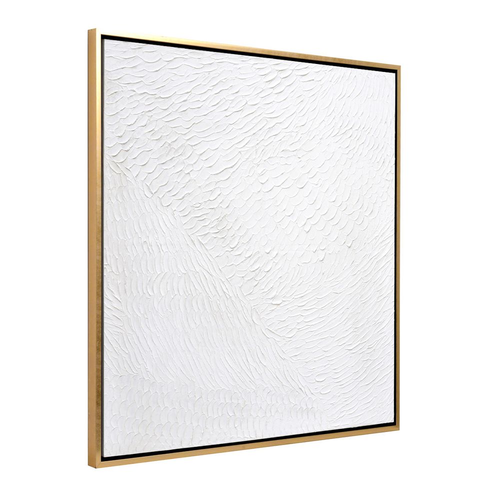 Snow White Canvas Painting – Hand-Painted Textured Artwork in Gloss White