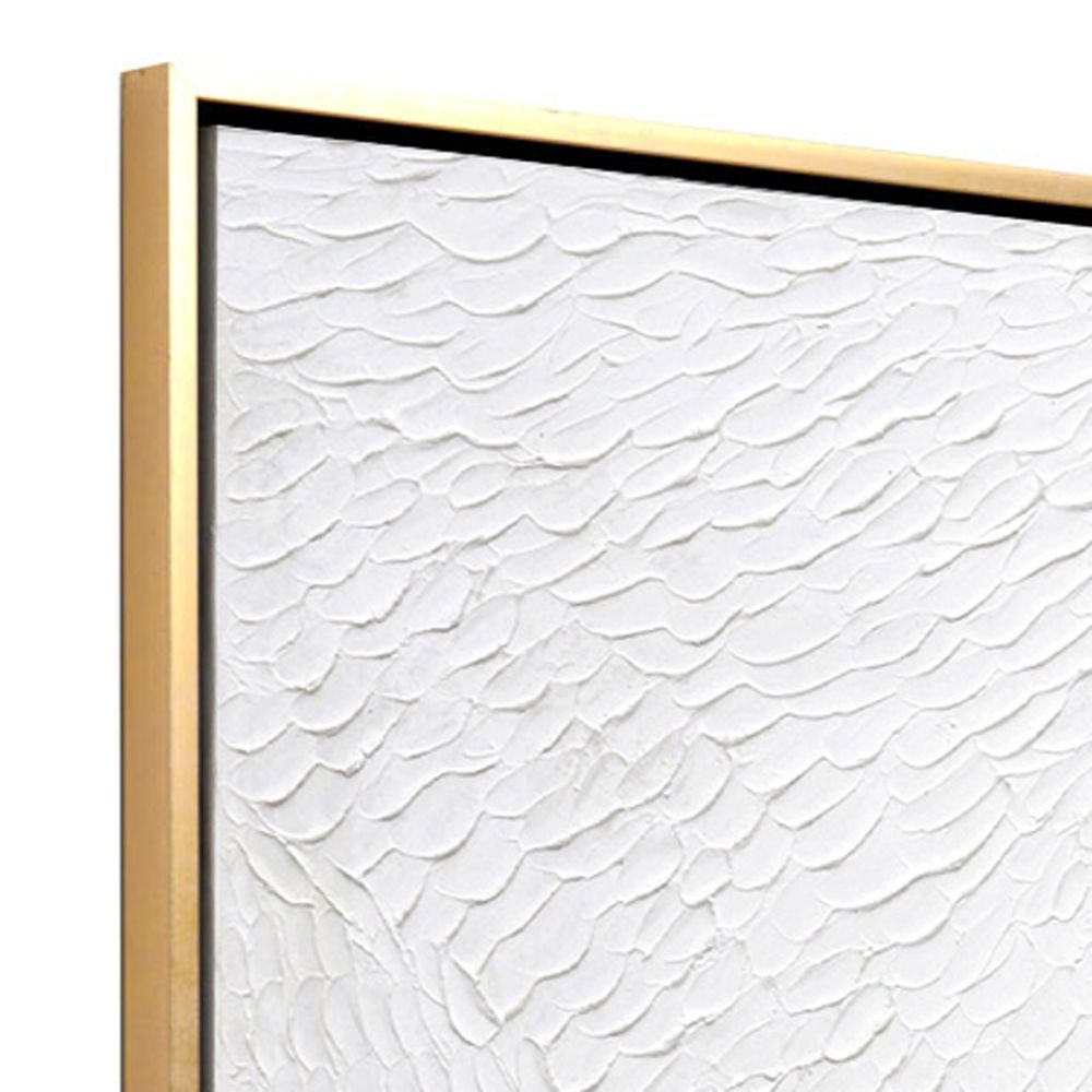 Snow White Canvas Painting – Hand-Painted Textured Artwork in Gloss White