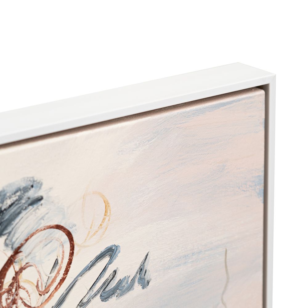 Graffiti Oil on Canvas Painting – Hand-Painted Urban Abstract Artwork in Matte White Shadow Box Frame
