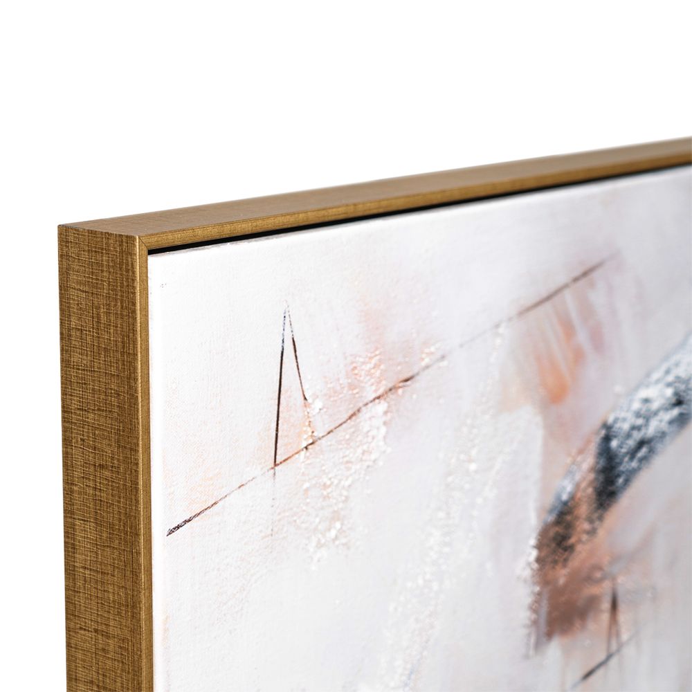 Freeform Oil on Canvas Painting – Hand-Painted Abstract Artwork in Antique Gold Shadow Box Frame