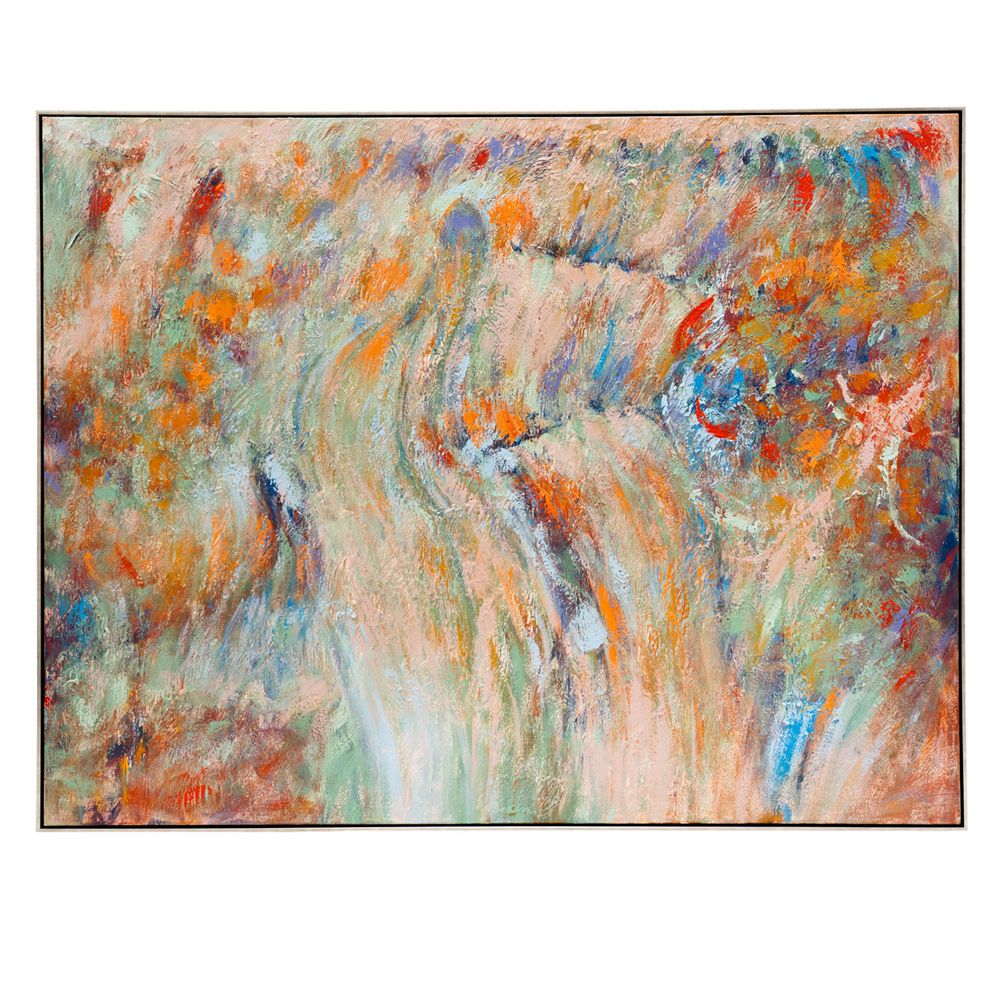 Into the Woods Oil on Canvas Painting – Hand-Painted Impressionist Artwork in Antique Silver Frame