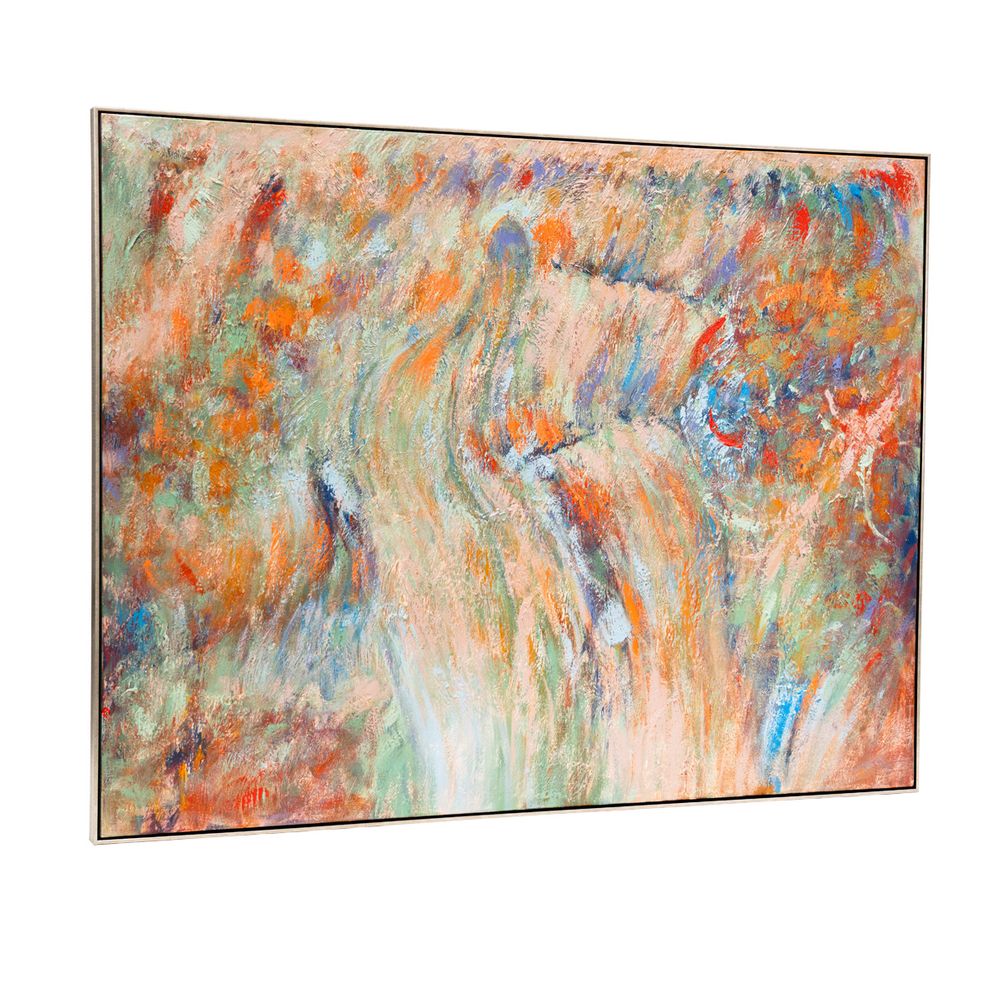 Into the Woods Oil on Canvas Painting – Hand-Painted Impressionist Artwork in Antique Silver Frame