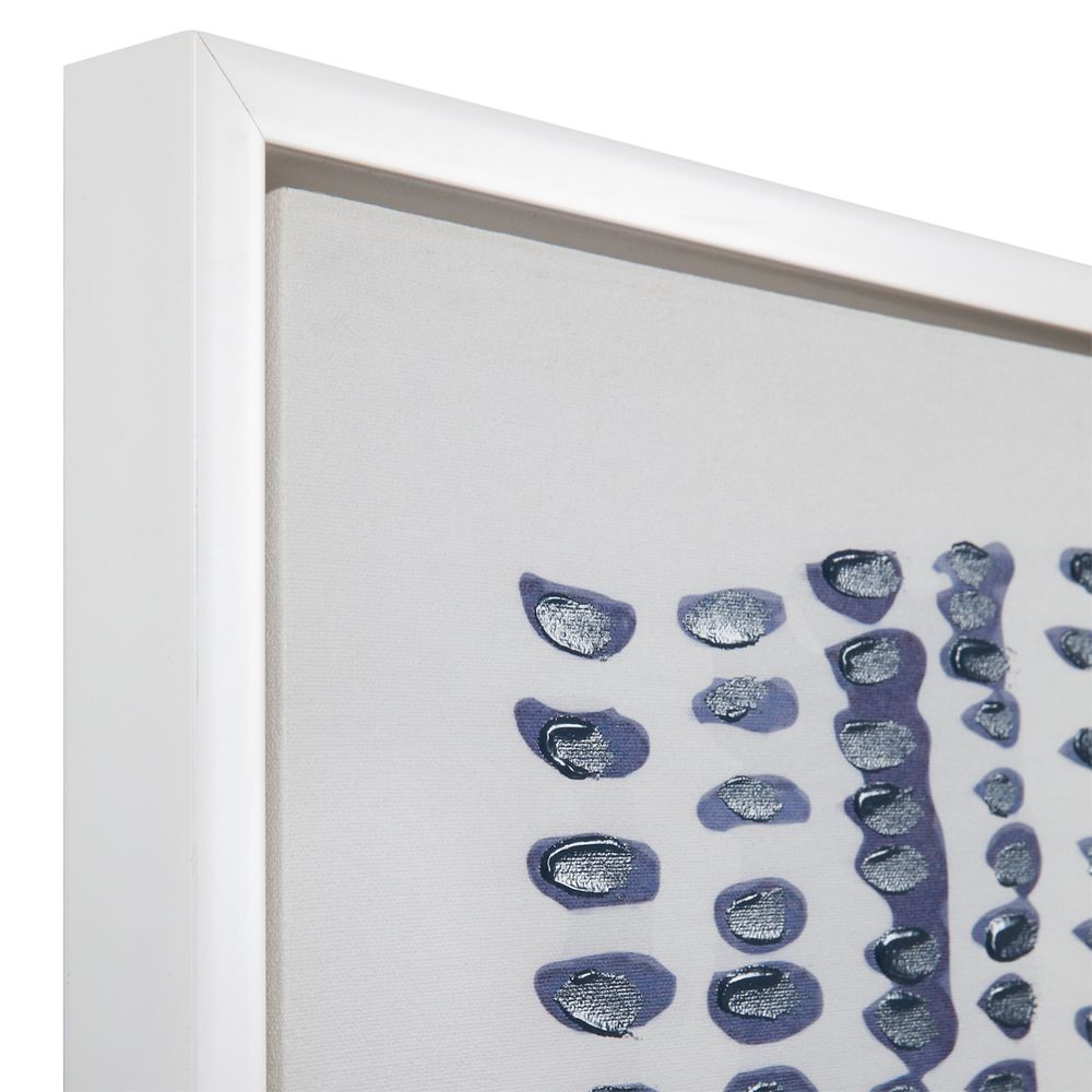 Davenport Blues Enhanced Canvas Print – Hand-Painted Indigo Abstract Artwork in White Shadow Box Frame