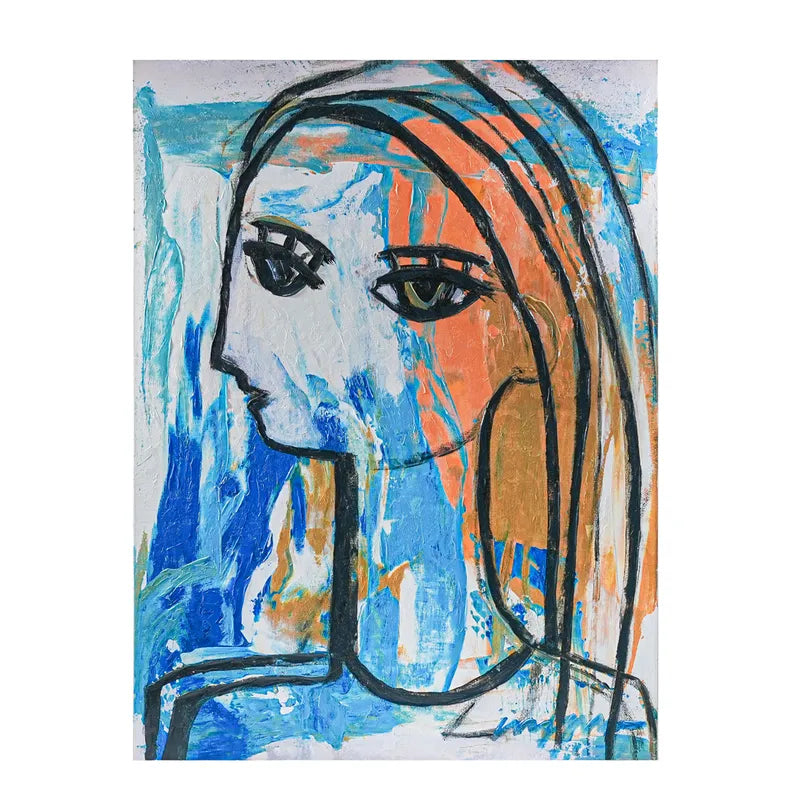 Gaze Enhanced Canvas Print – Hand-Painted Abstract Artwork by Craig Greene in White Shadow Box Frame