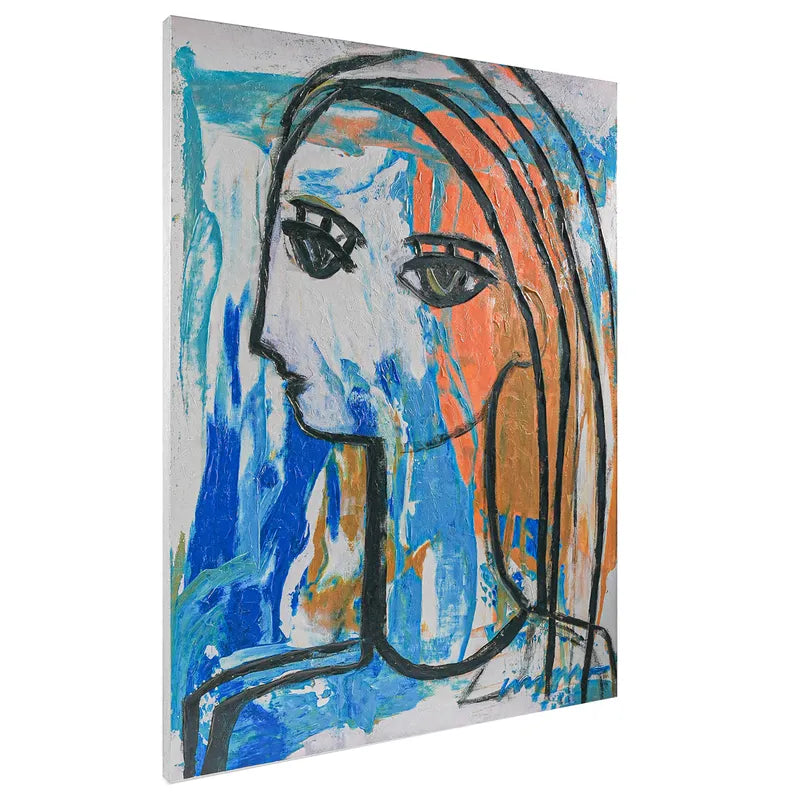 Gaze Enhanced Canvas Print – Hand-Painted Abstract Artwork by Craig Greene in White Shadow Box Frame