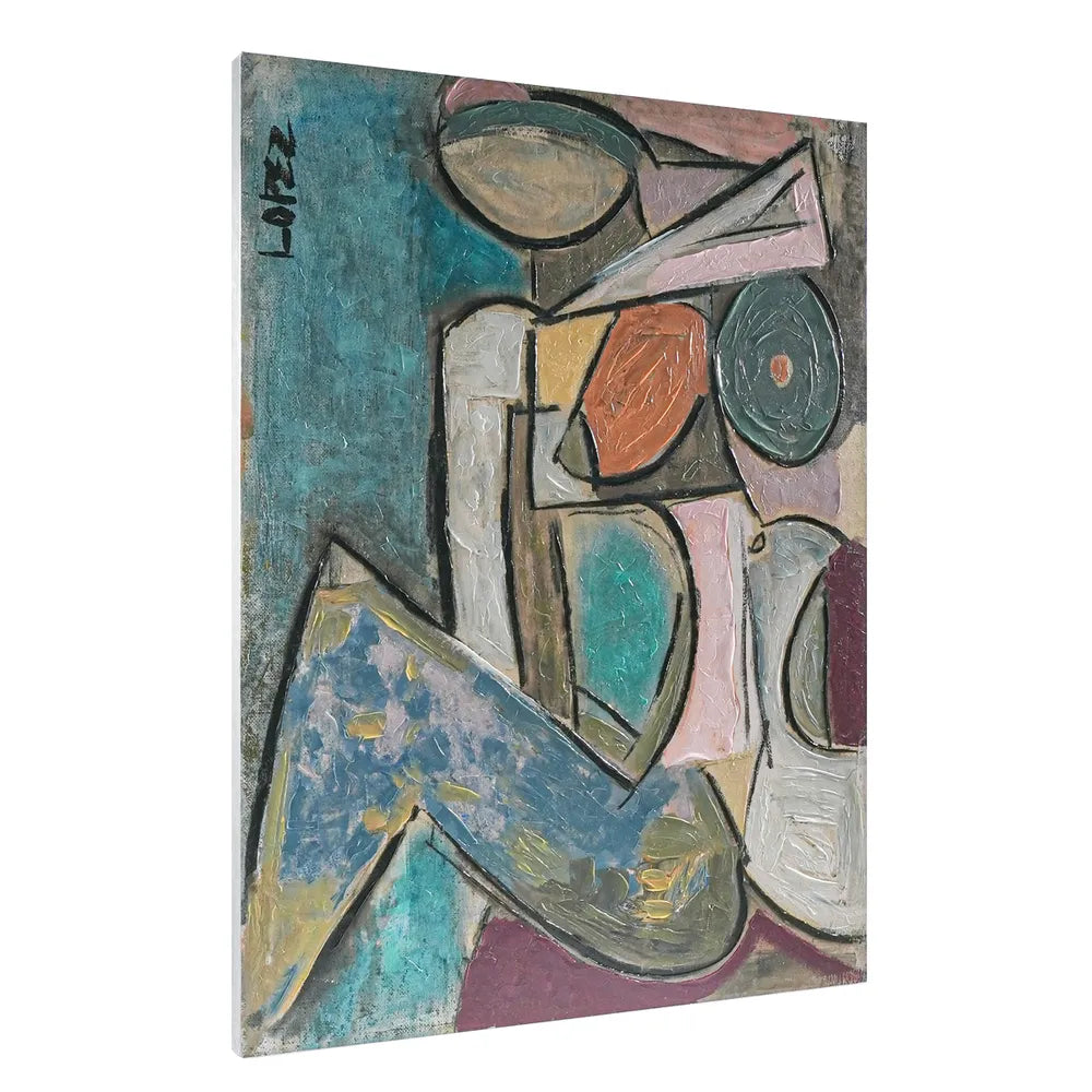 Form Enhanced Canvas Print – Hand-Painted Abstract Artwork in Black Shadow Box Frame