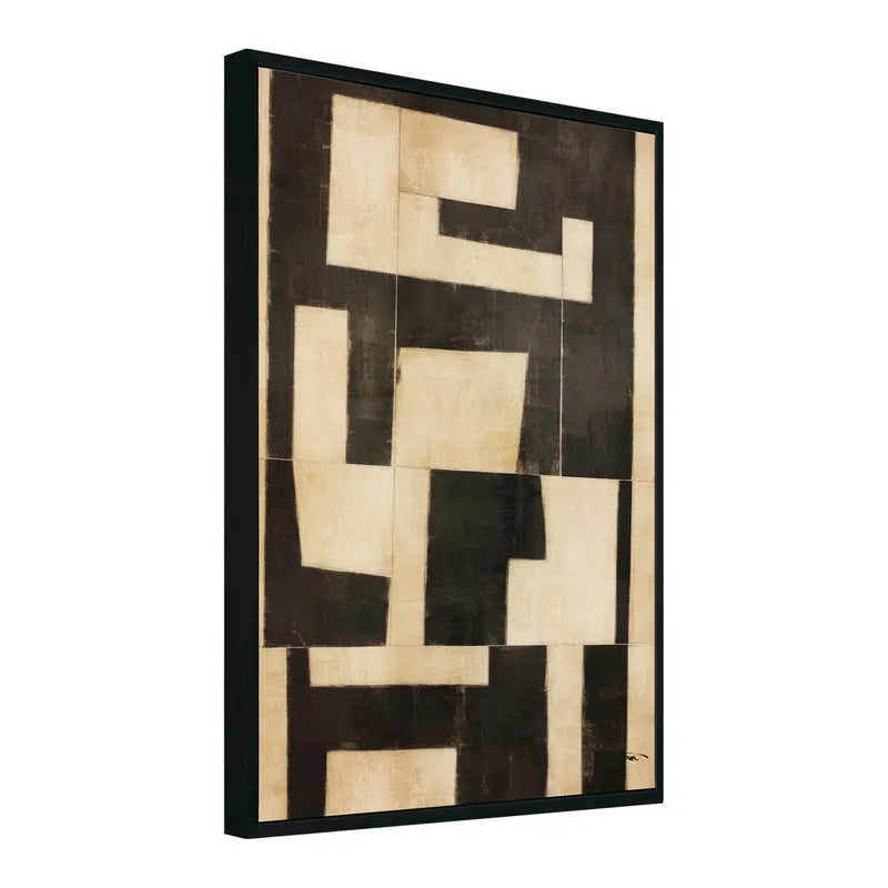 Minds Eye II – Hand-Painted Geometric Canvas Art in Black & Neutral Tones
