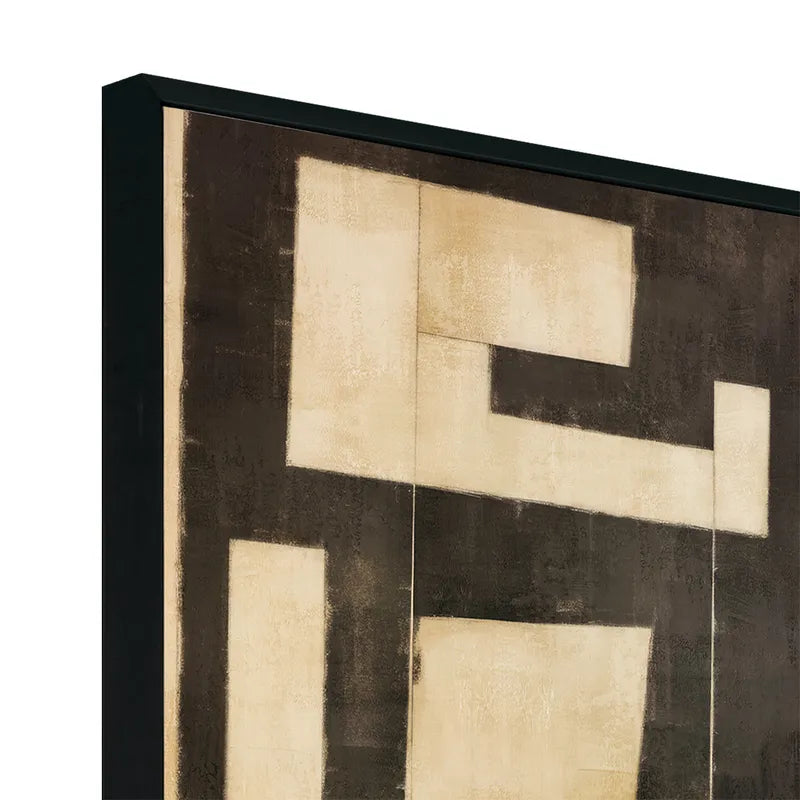 Minds Eye II – Hand-Painted Geometric Canvas Art in Black & Neutral Tones