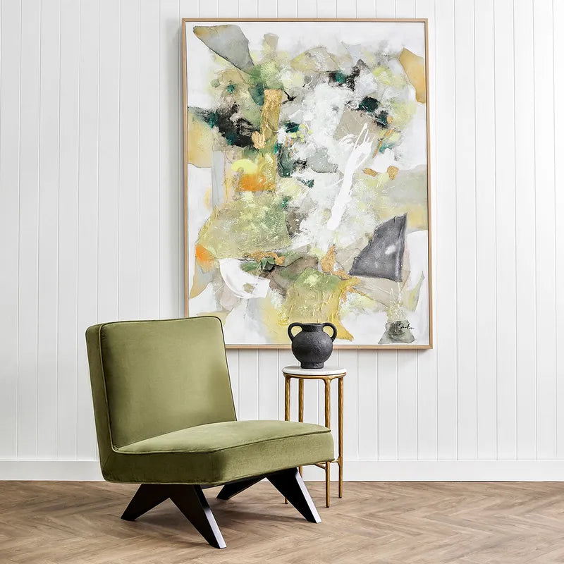 Lush Canvas Painting – Hand-Painted Abstract Artwork in Verdant Greens