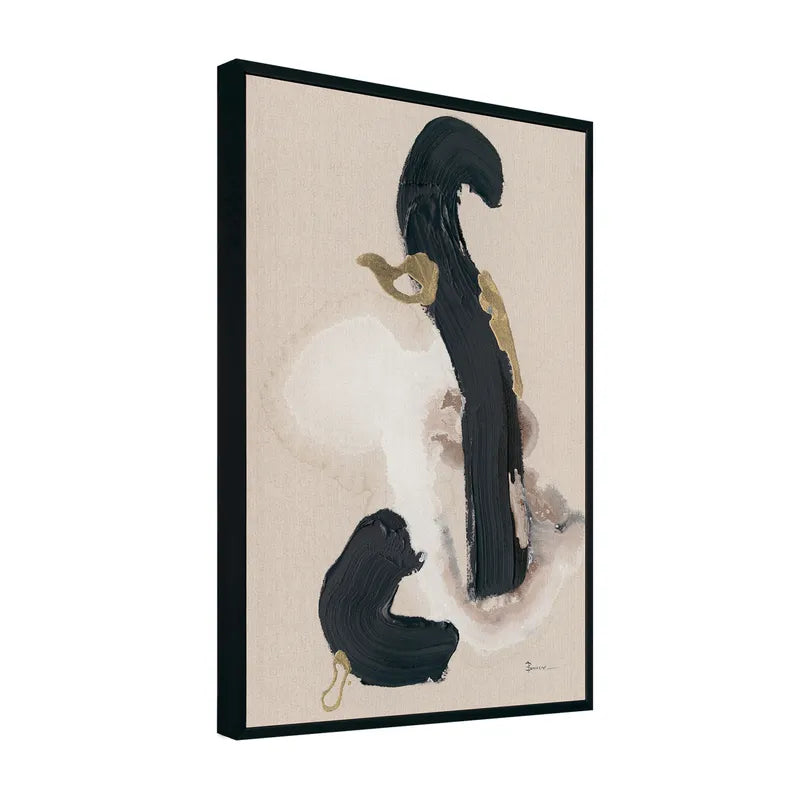 Royal Dance I – Hand-Painted Abstract Canvas with Black & Gold Accents