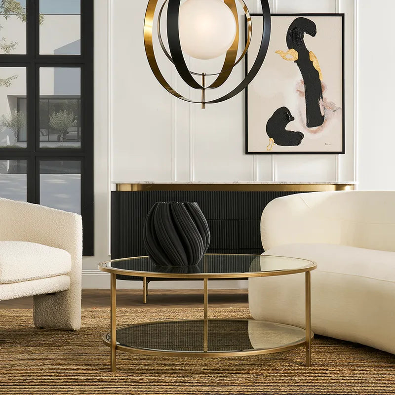 Royal Dance I – Hand-Painted Abstract Canvas with Black & Gold Accents