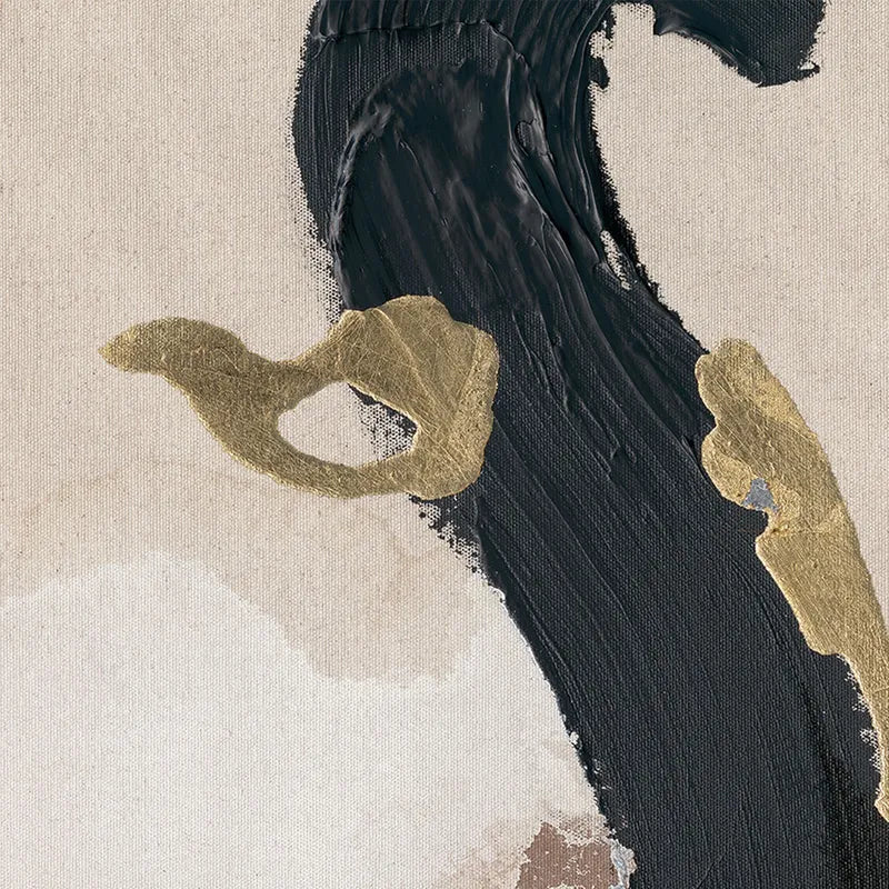 Royal Dance I – Hand-Painted Abstract Canvas with Black & Gold Accents