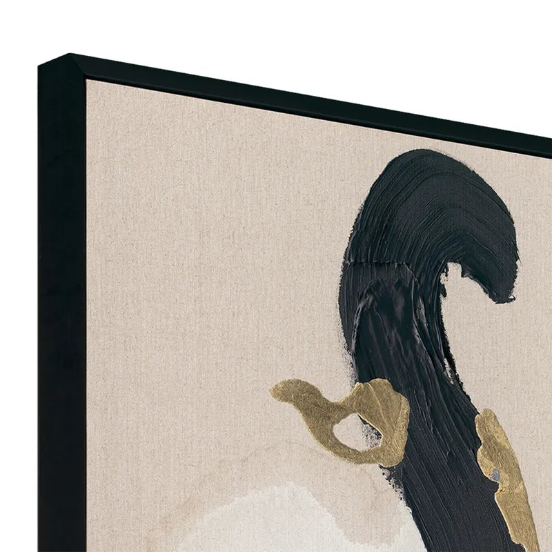 Royal Dance I – Hand-Painted Abstract Canvas with Black & Gold Accents