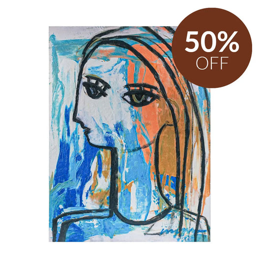 Gaze Enhanced Canvas Print – Hand-Painted Abstract Artwork by Craig Greene in White Shadow Box Frame