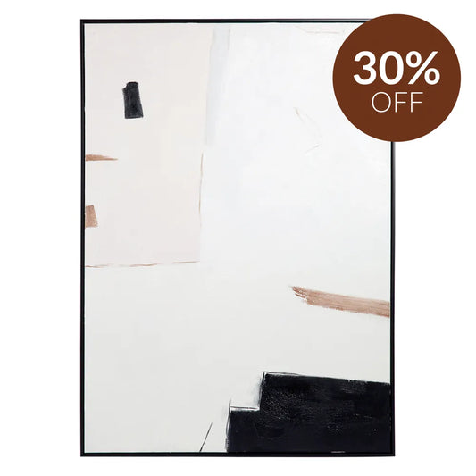 Purity Oil on Canvas Painting – Hand-Painted Abstract Artwork in Matte Black Shadow Box Frame