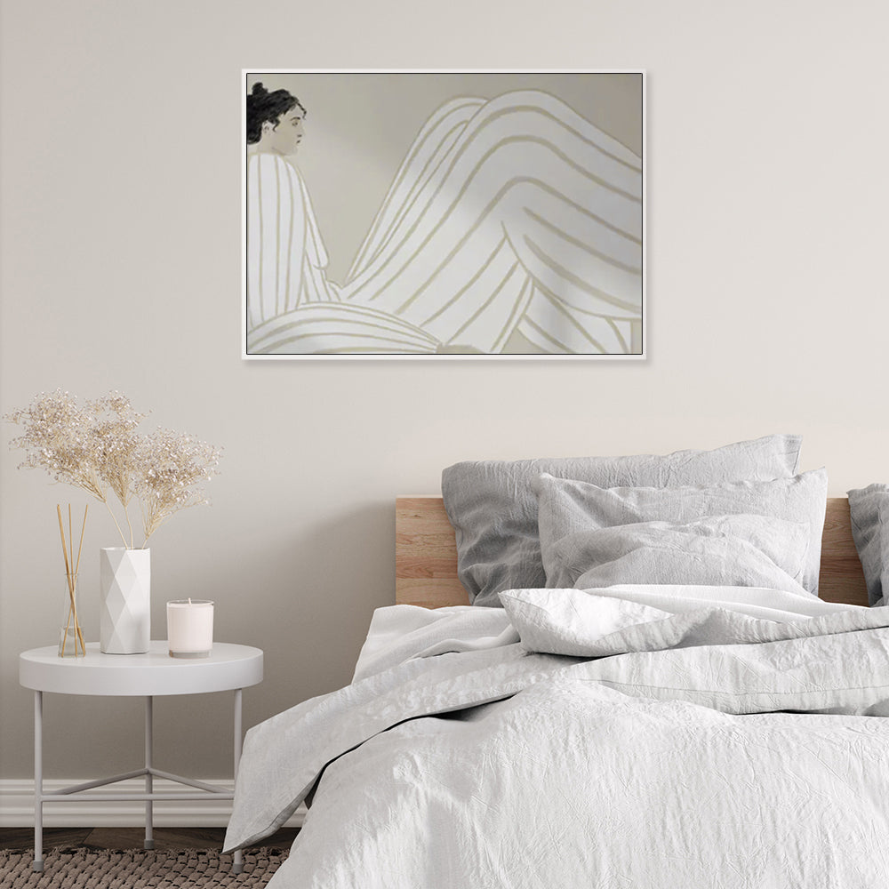 Striped Serenity – Minimalist Figurative Wall Art