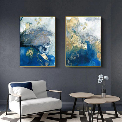 Oceana Reverie – Diptych in Sapphire & Gold