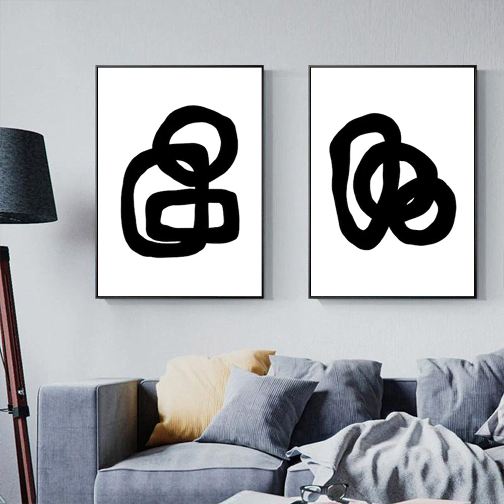 Loop Theory – Minimalist Black Line Diptych