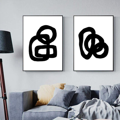 Loop Theory – Minimalist Black Line Diptych