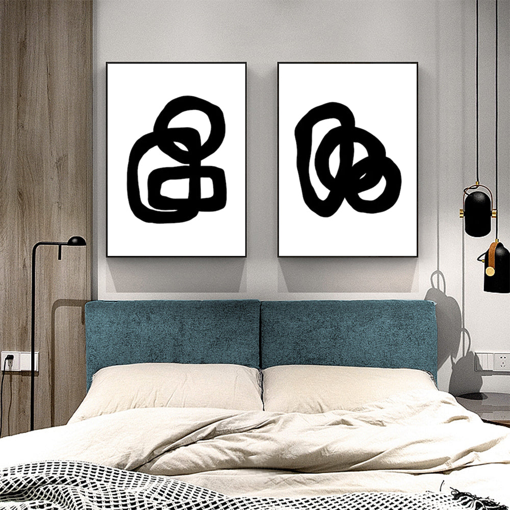 Loop Theory – Minimalist Black Line Diptych