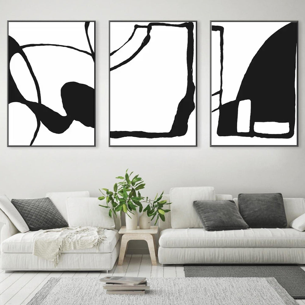 Form Language – Minimalist Triptych in Black & White