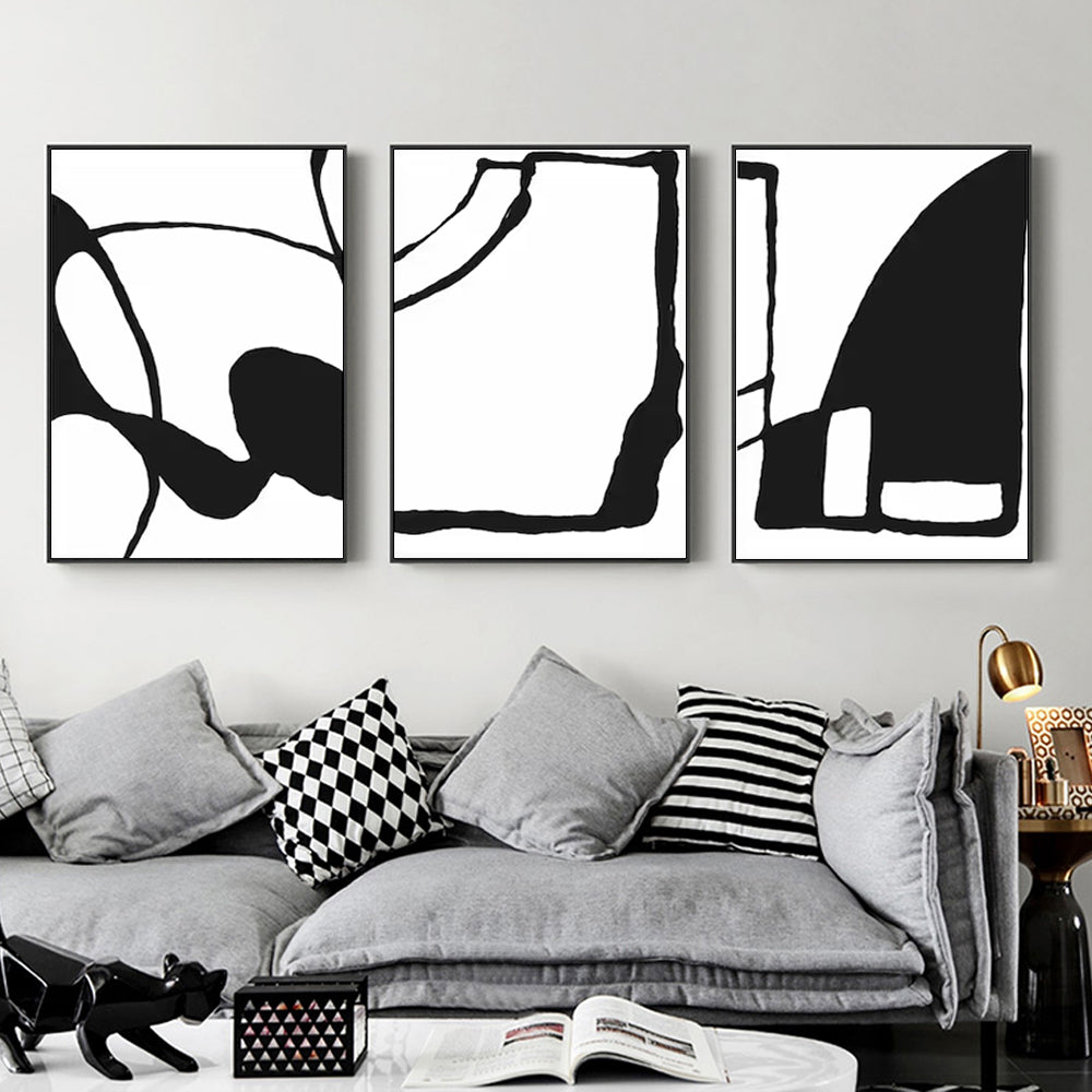 Form Language – Minimalist Triptych in Black & White