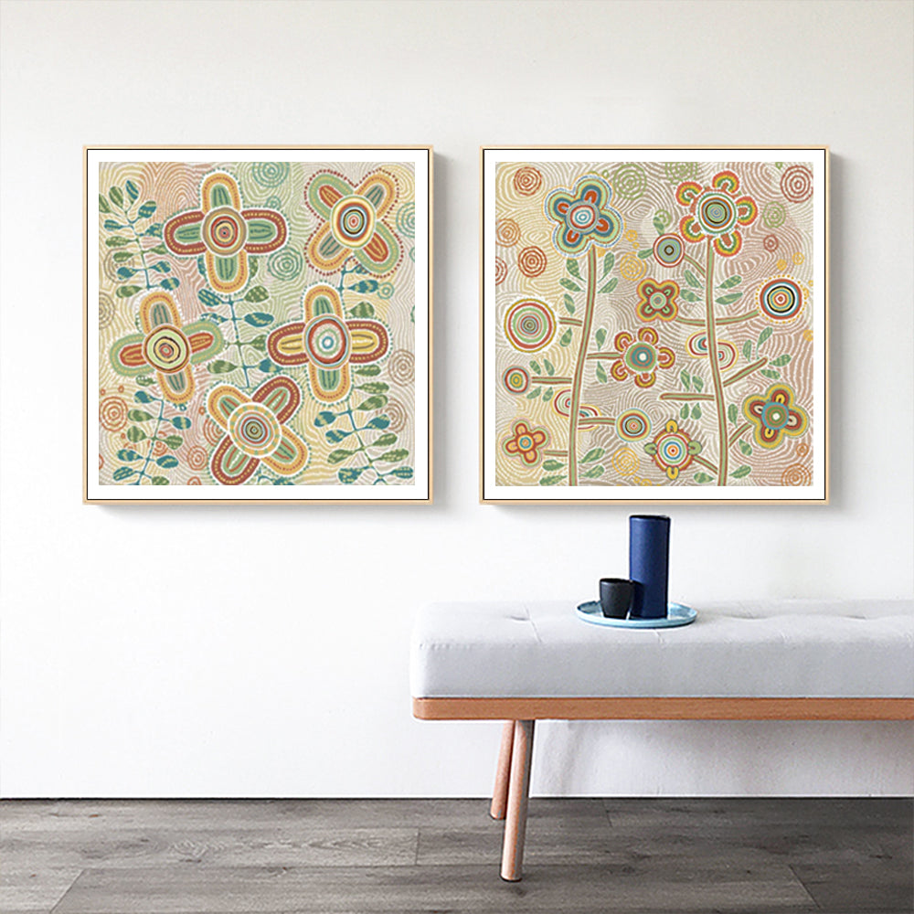 Sacred Garden– Aboriginal Inspired Floral Art Set (2-Piece)