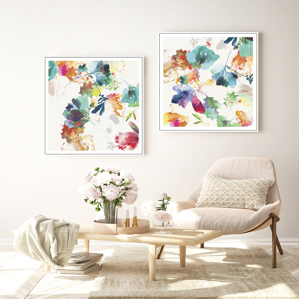 Petal Whispers – Abstract Watercolour Botanical Set 2-Piece