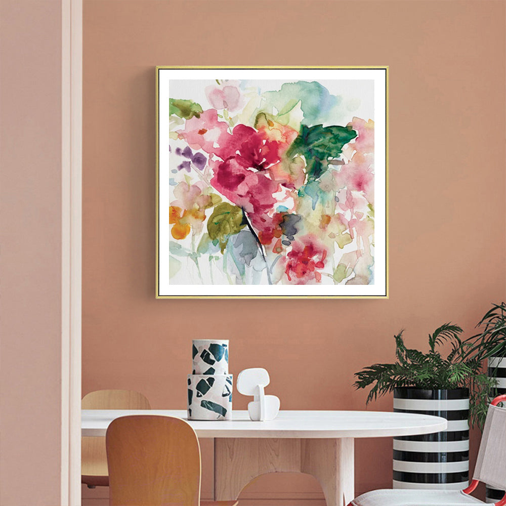 Blushing Garden Watercolour Floral Canvas