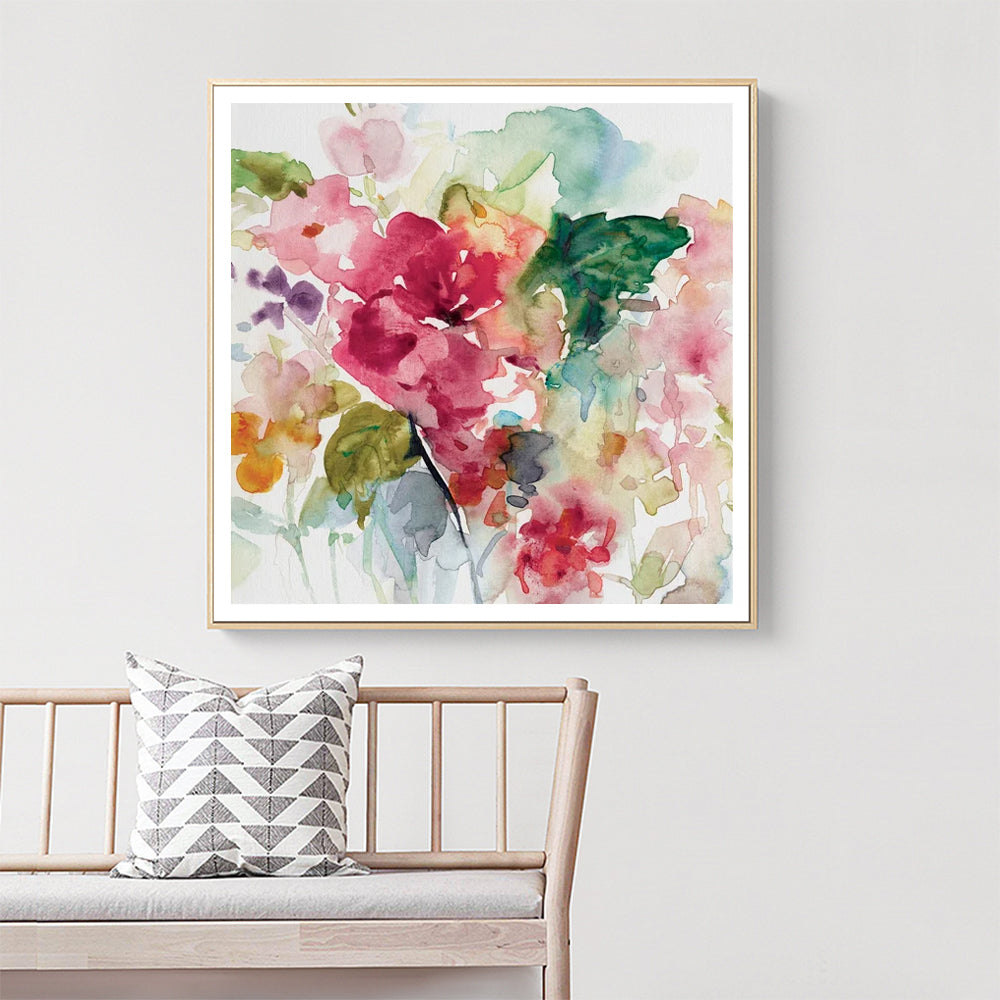 Blushing Garden Watercolour Floral Canvas
