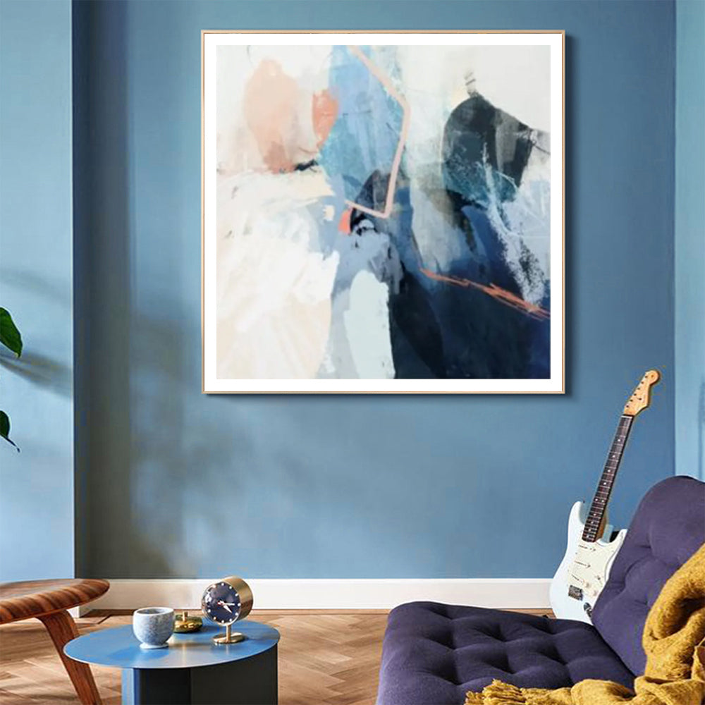 Midnight Drift – Abstract in Navy, Clay & Soft Peach
