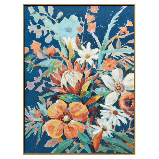 Wild Bloom – Botanical Symphony on Indigo