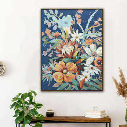 Wild Bloom – Botanical Symphony on Indigo