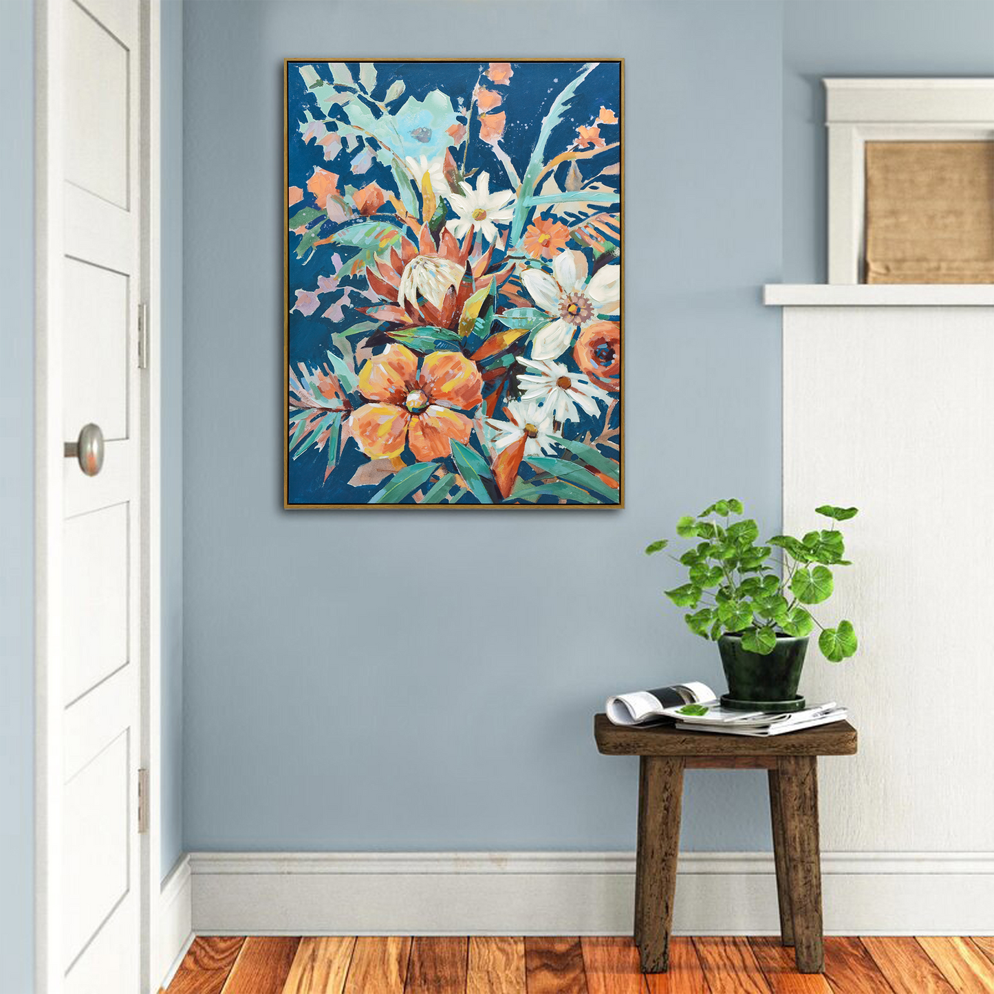 Wild Bloom – Botanical Symphony on Indigo