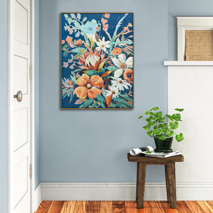 Wild Bloom – Botanical Symphony on Indigo