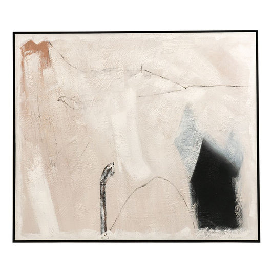 Tonal Retreat Oil on Canvas Painting – Hand-Painted Abstract Artwork in Matte Black Shadow Box Frame