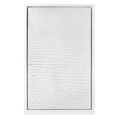 White Ripples Canvas Painting – Hand-Painted Textured Artwork in White Shadow Box Frame