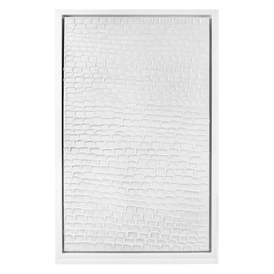 White Ripples Canvas Painting – Hand-Painted Textured Artwork in White Shadow Box Frame