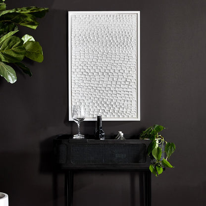 White Ripples Canvas Painting – Hand-Painted Textured Artwork in White Shadow Box Frame