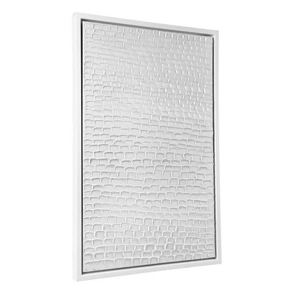 White Ripples Canvas Painting – Hand-Painted Textured Artwork in White Shadow Box Frame