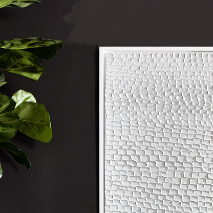 White Ripples Canvas Painting – Hand-Painted Textured Artwork in White Shadow Box Frame