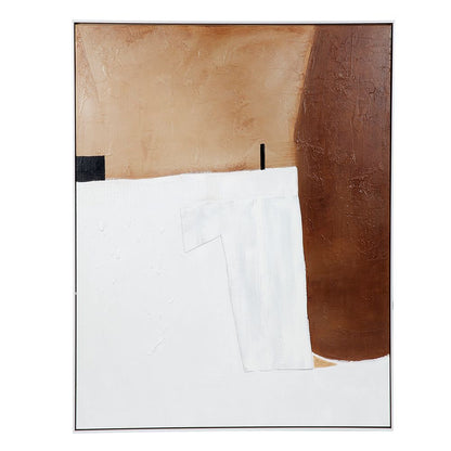 Ochre Dream Oil on Canvas Painting – Medium – Hand-Painted Abstract Artwork in Matte White Shadow Box Frame