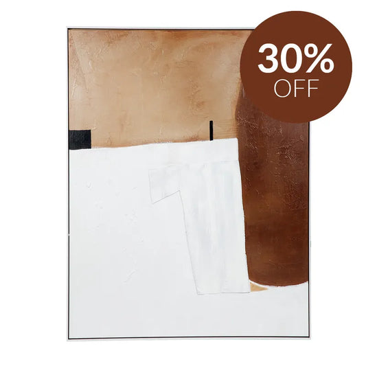 Ochre Dream Oil on Canvas Painting – Medium – Hand-Painted Abstract Artwork in Matte White Shadow Box Frame