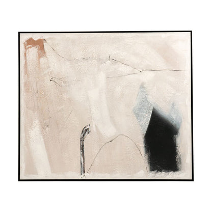 Tonal Retreat Oil on Canvas Painting – Hand-Painted Abstract Artwork in Matte Black Shadow Box Frame