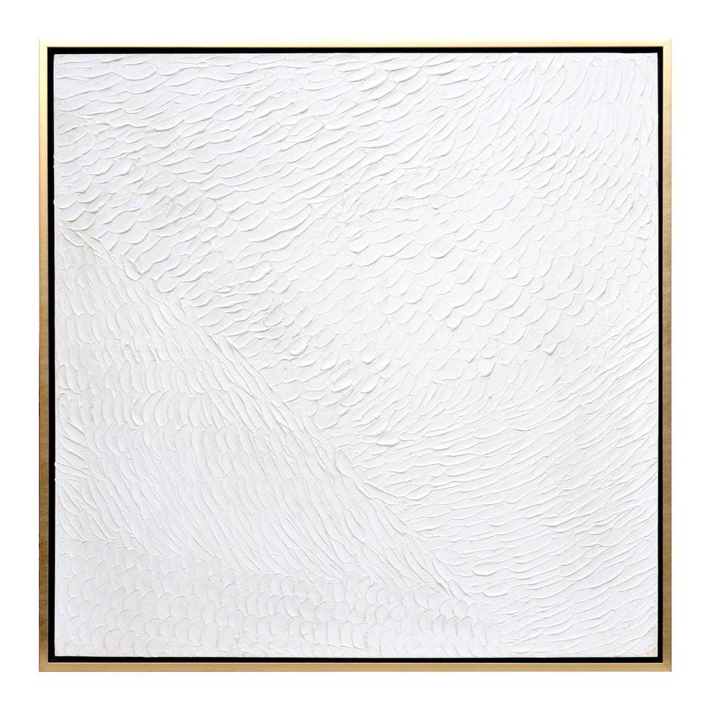 Snow White Canvas Painting – Hand-Painted Textured Artwork in Gloss White