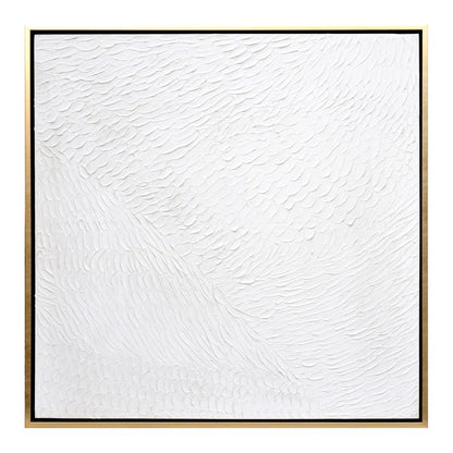 Snow White Canvas Painting – Hand-Painted Textured Artwork in Gloss White
