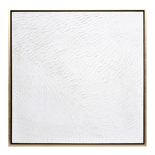 Snow White Canvas Painting – Hand-Painted Textured Artwork in Gloss White